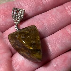 Royal style authentic Baltic Amber .925 sterling silver pendant